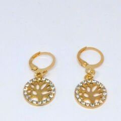 ELEGANT ZARİF  Tam Daireli Taşlı Hayat Ağacı Küpe