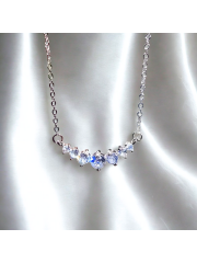 SENTETİK KÜBİK ZİRKON 7 SIRA  TAŞLI KOLYE UÇLU GÜMÜŞ KOLYE