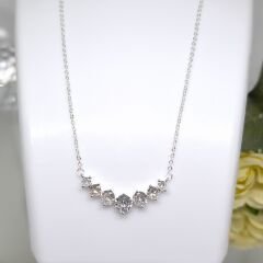 SENTETİK KÜBİK ZİRKON 7 SIRA  TAŞLI KOLYE UÇLU GÜMÜŞ KOLYE