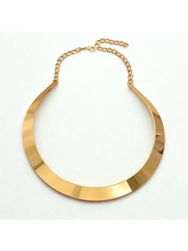 AVANGART YUVARLAK AÇIK MANŞETLİ PARLAK YÜZEY GOLD CHOKER KOLYE