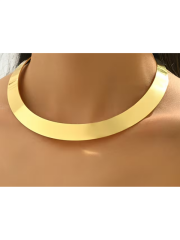 AVANGART YUVARLAK AÇIK MANŞETLİ PARLAK YÜZEY GOLD CHOKER KOLYE