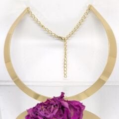 AVANGART YUVARLAK AÇIK MANŞETLİ PARLAK YÜZEY GOLD CHOKER KOLYE