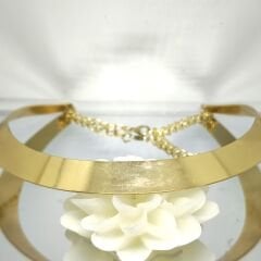 AVANGART YUVARLAK AÇIK MANŞETLİ PARLAK YÜZEY GOLD CHOKER KOLYE
