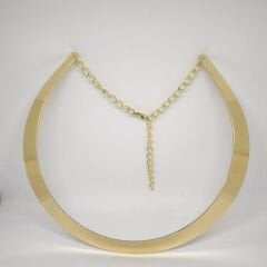 AVANGART YUVARLAK AÇIK MANŞETLİ PARLAK YÜZEY GOLD CHOKER KOLYE