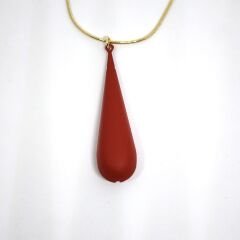 14K ALTIN KAPLAMA ZİNCİRLİ KIRMIZI DAMLA KOLYE