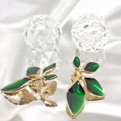 GOLD DETAYLI YEŞİL YAPRAK KÜPE