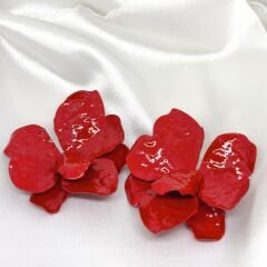 DEMİR KIRMIZI ÇİÇEK KÜPE 7,2 X7,2 CM