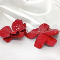 DEMİR KIRMIZI ÇİÇEK KÜPE 7,2 X7,2 CM