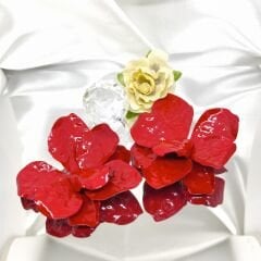 DEMİR KIRMIZI ÇİÇEK KÜPE 7,2 X7,2 CM