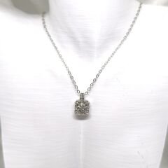 YAPAY ELMAS TAŞLI ZARİF GÖZALICI KARE PASLANMAZ ÇELİK KOLYE