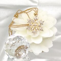 YAPAY ELMAS TAŞLI GÖZALICI KAR TANESİ KOLYE -YILBAŞI KOLYESİ GOLD