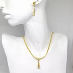 HIPOALERJENİK DAMLA UÇLU ZARİF SADE ŞIK PASLANMAZ ÇELİK GOLD KOLYE