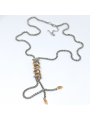 Bohem Y-Şekilli 2 Renkli PASLANMAZ  Çelik Yılan Zincirli Uzun Katmanlı Pandantif KOLYE