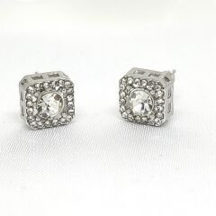 YAPAY ELMAS TAŞLI ZARİF GÖZALICI KARE PASLANMAZ ÇELİK KÜPE