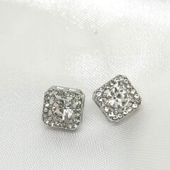 YAPAY ELMAS TAŞLI ZARİF GÖZALICI KARE PASLANMAZ ÇELİK KÜPE