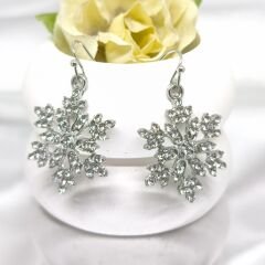 YAPAY ELMAS TAŞLI GÖZALICI KAR TANESİ SILVER  KÜPE -YILBAŞI KÜPESİ