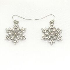 YAPAY ELMAS TAŞLI GÖZALICI KAR TANESİ SILVER  KÜPE -YILBAŞI KÜPESİ