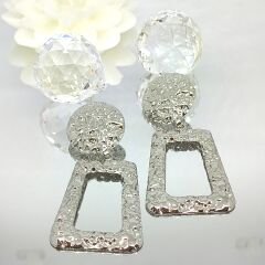 ZARİF GEOMETRİK 14K ALTIN KAPLAMA SALLANTILI  KÜPE 7,5X3,5 CM