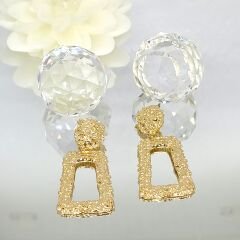 ZARİF GEOMETRİK 18K ALTIN KAPLAMA SALLANTILI GOLD  KÜPE 4,5 X2,5 CM