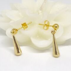 HIPOALERJENİK DAMLA UÇLU ZARİF SADE ŞIK GOLD PASLANMAZ ÇELİK KÜPE 2,5 CM