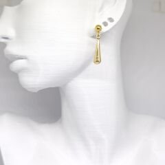 HIPOALERJENİK DAMLA UÇLU ZARİF SADE ŞIK GOLD PASLANMAZ ÇELİK KÜPE 2,5 CM