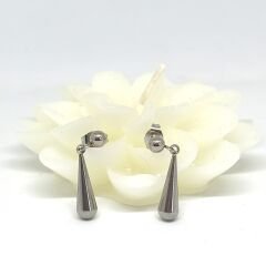 HIPOALERJENİK DAMLA UÇLU ZARİF SADE ŞIK SILVER PASLANMAZ ÇELİK KÜPE 2,5 CM