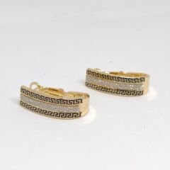 PARLAK ZİRKONLARLA SÜSLÜ SİYAH MOTİFLİ YARIM HALKA KÜPE 1X2,6 CM