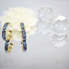 El Yapımı Antika Porselen Mavi Boyalı Gold Halka Küpe