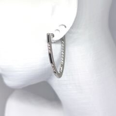 18 AYAR ALTIN KAPLAMA ŞIK V ŞEKİLLİ ZARİF TAŞLI SILVER MODERN KADIN KÜPE