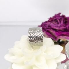 18K Altın Kaplama Paslanmaz Çelik  Geniş Bant Dokulu KADIN YÜZÜK