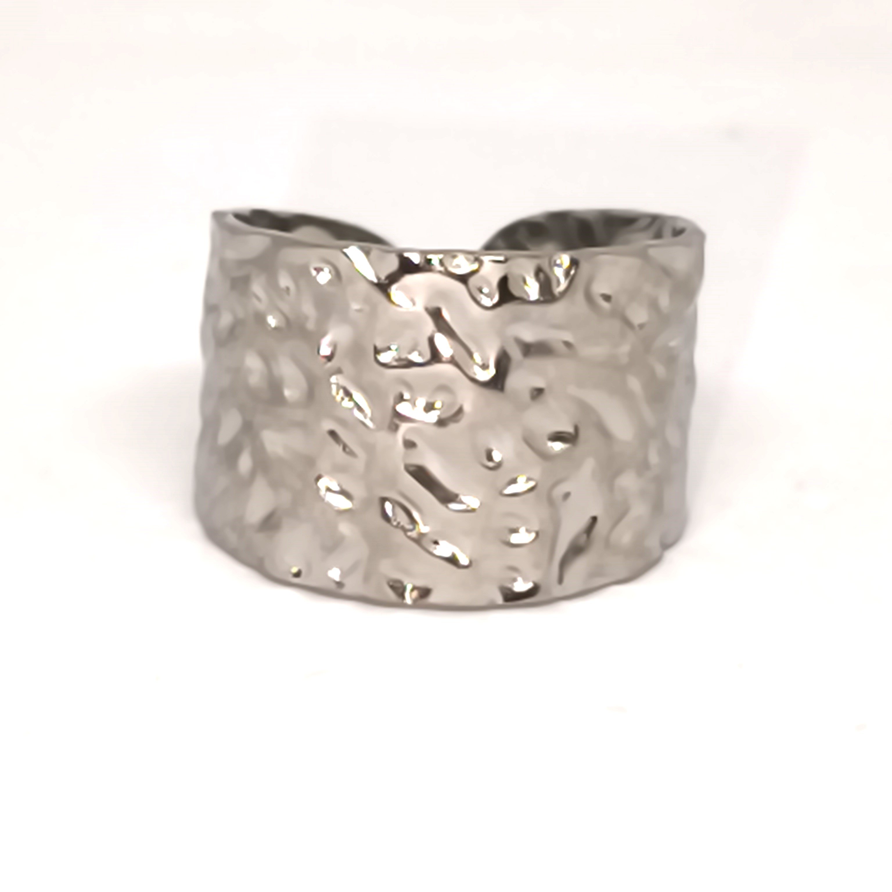 18K Altın Kaplama Paslanmaz Çelik  Geniş Bant Dokulu KADIN YÜZÜK