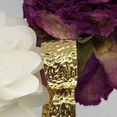 18K Altın Kaplama Paslanmaz Çelik  Geniş Bant Dokulu KADIN YÜZÜK