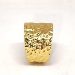 18K Altın Kaplama Paslanmaz Çelik  Geniş Bant Dokulu KADIN YÜZÜK