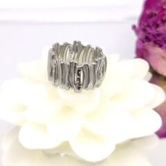 18K Altın Kaplama Paslanmaz Çelik Kadın Geniş Bant Dokulu Ayarlanabilir  KADIN Yüzük