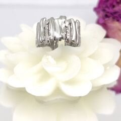 18K Altın Kaplama Paslanmaz Çelik Kadın Geniş Bant Dokulu Ayarlanabilir  KADIN Yüzük