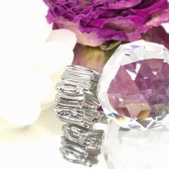 18K Altın Kaplama Paslanmaz Çelik Kadın Geniş Bant Dokulu Ayarlanabilir  KADIN Yüzük