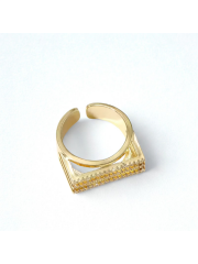 18K Altın Kaplama 3 Sıra  Zirkon Taşlı Ayarlanabilir Yüzük