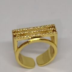 18K Altın Kaplama 3 Sıra  Zirkon Taşlı Ayarlanabilir Yüzük