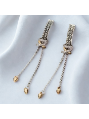 Bohem Y-Şekilli 2 Renkli Titanyum Çelik -Altın Kaplama Yılan Zincirli Uzun Katmanlı Pandantif KÜPE