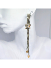 Bohem Y-Şekilli 2 Renkli Titanyum Çelik -Altın Kaplama Yılan Zincirli Uzun Katmanlı Pandantif KÜPE