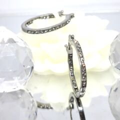 GÜMÜŞ KAPLAMA TAŞLI HALKA KADIN KÜPE