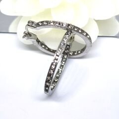 GÜMÜŞ KAPLAMA TAŞLI HALKA KADIN KÜPE