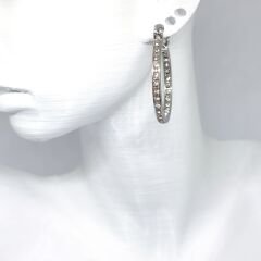 GÜMÜŞ KAPLAMA TAŞLI HALKA KADIN KÜPE