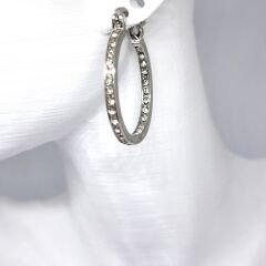 GÜMÜŞ KAPLAMA TAŞLI HALKA KADIN KÜPE