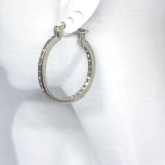 GÜMÜŞ KAPLAMA TAŞLI HALKA KADIN KÜPE