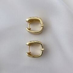 ALTIN KAPLAMA BAKIR VINTAGE EL İŞLEMELİ SENTETİK ZİRKON TAŞLI GOLD KADIN KÜPE